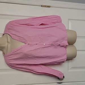 JOIE Pink Linen peasant, beachy long sleeve button up Blouse small